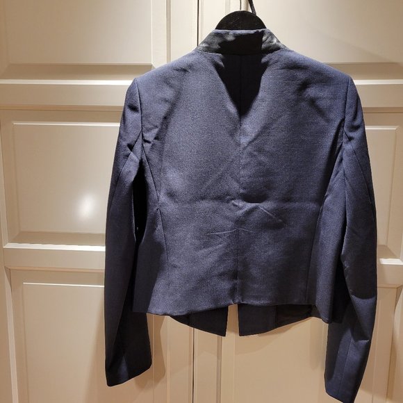 Elie Tahari Short Blazer, Navy with Leather - Picture 6 of 6